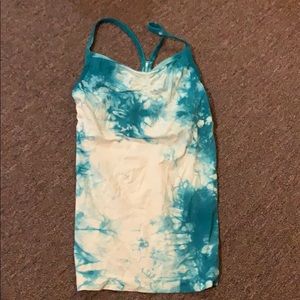 Athleta small halter tie dye tank teal